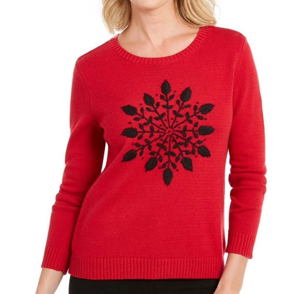 𝅺karen Scott Snowflake Appliqué Sweater